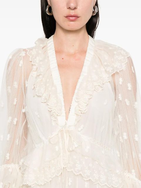 Chloé floral-embroidered maxi dress - White