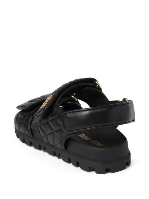 Miu Miu quilted leather sandals - Black