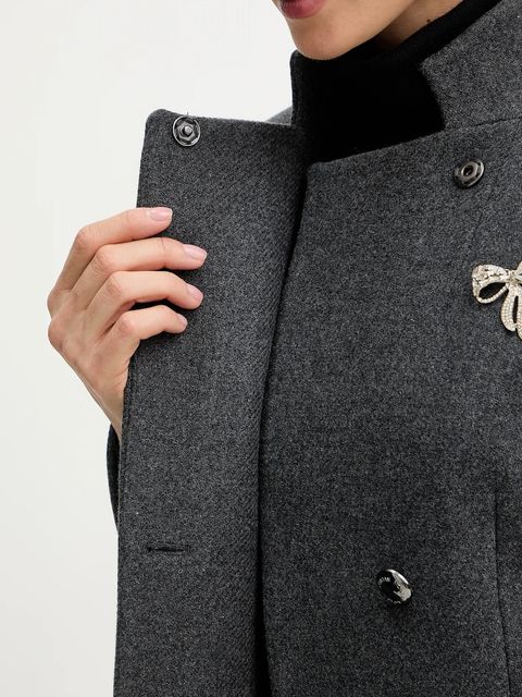 Morgan płaszcz z dodatkiem wełny kolor szary GBROCHE