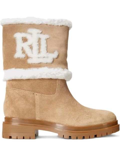 Lauren Ralph Lauren logo-lettering suede boots - Neutrals - zdjęcie produktu nr 1