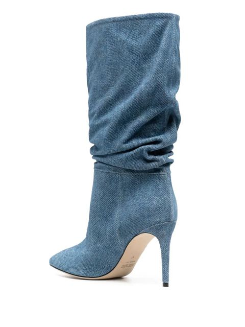 Paris Texas 98mm pointed-toe denim boots - Blue
