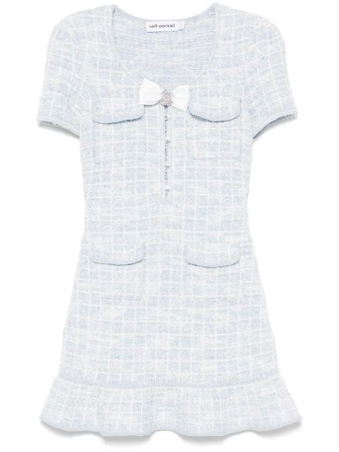 Self-Portrait check-knit mini dress - Blue - zdjęcie produktu nr 1