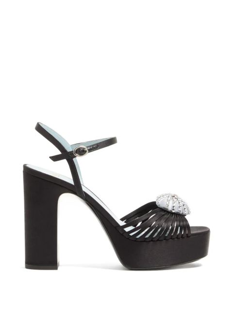 Valentino Garavani Coeur Royal platform sandals in satin 115mm - Black - zdjęcie produktu nr 1