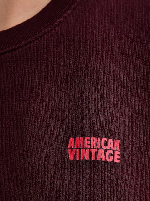 American Vintage bluza damska kolor bordowy z nadrukiem IZU03A