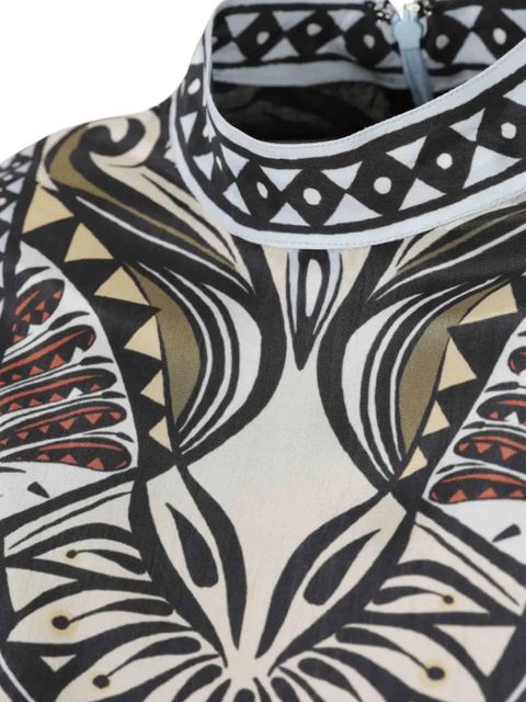 FARM Rio high-neck floral-print dress - White