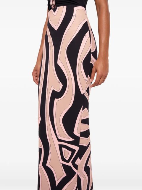 PUCCI Labirinto print long fitted skirt - Black