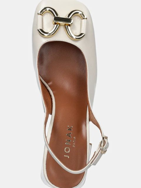 Jonak czółenka skórzane DOUBLE kolor beżowy na słupku 3400188