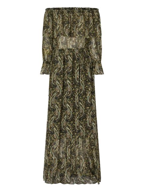 PINKO paisley-print off-shoulder maxi dress - Green - zdjęcie produktu nr 2