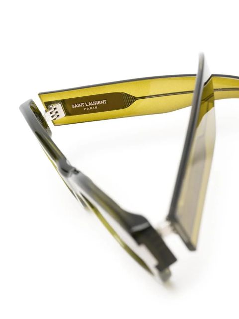 Saint Laurent Eyewear transparent-frame design sunglasses - Green