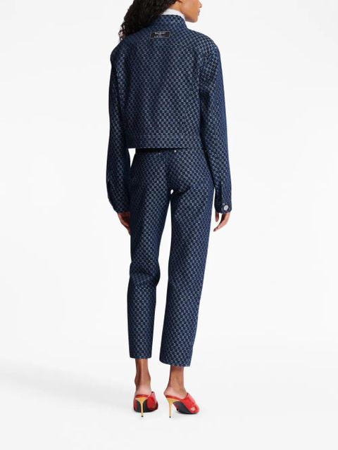 Balmain monogram-print denim jacket - Blue