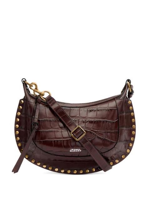 ISABEL MARANT Oskan studded croc-embossed shoulder bag - Brown - zdjęcie produktu nr 1