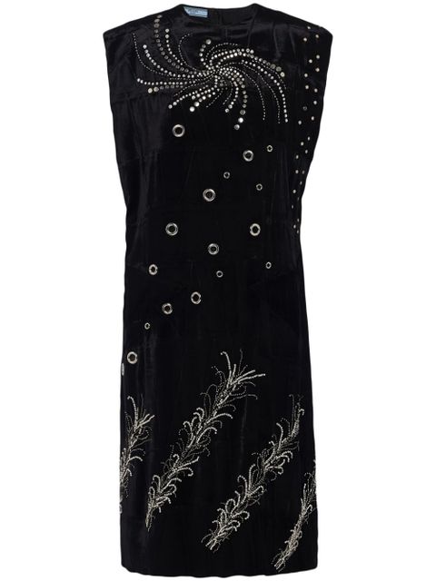 Prada embroidered georgette sleeveless dress - Black - zdjęcie produktu nr 1