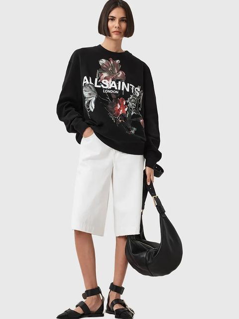 AllSaints bluza bawełniana ANIA damska kolor czarny wzorzysta W144JD