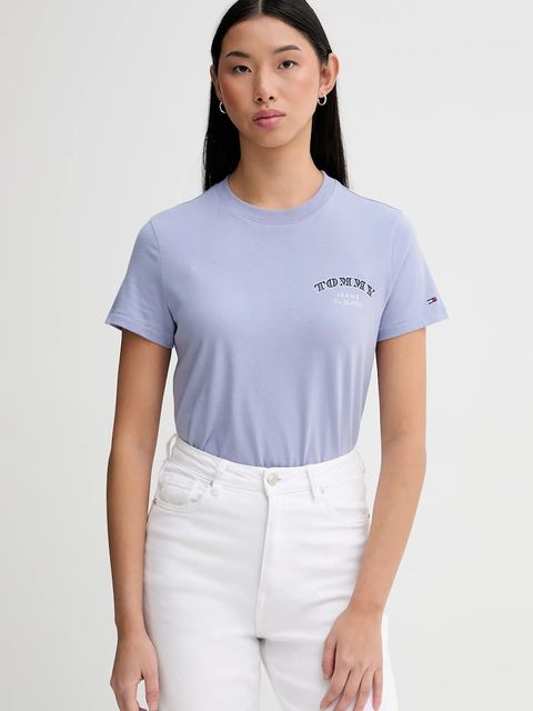 Tommy Jeans t-shirt bawełniany damski kolor fioletowy DW0DW22516 - zdjęcie produktu nr 1