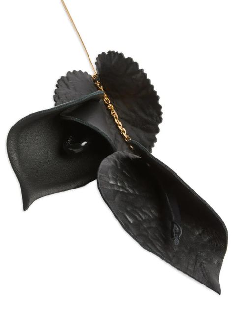 PUCCI leather flowers mono earring - Black