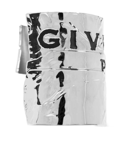 Givenchy Tape engraved cuff bracelet - Silver
