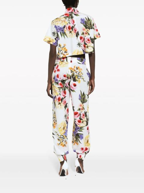 Dolce & Gabbana floral-print cotton track pants - White