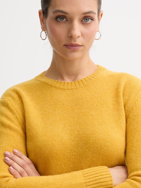 United Colors of Benetton sweter wełniany damski kolor żółty lekki