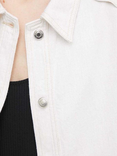 IRO kurtka z domieszką lnu kolor beżowy przejściowa oversize