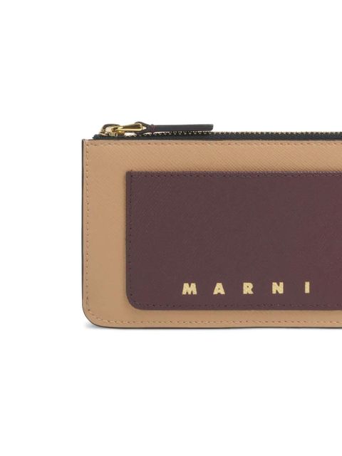 Marni saffiano zip cardholder - Neutrals