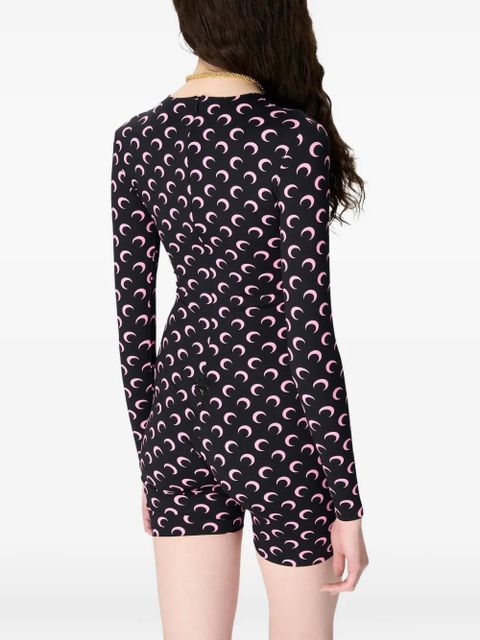 Marine Serre Moon-print jersey playsuit - Black - zdjęcie produktu nr 2