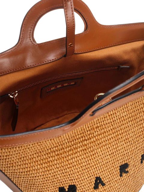 Marni Tropicalia leather-trim tote bag - Brown