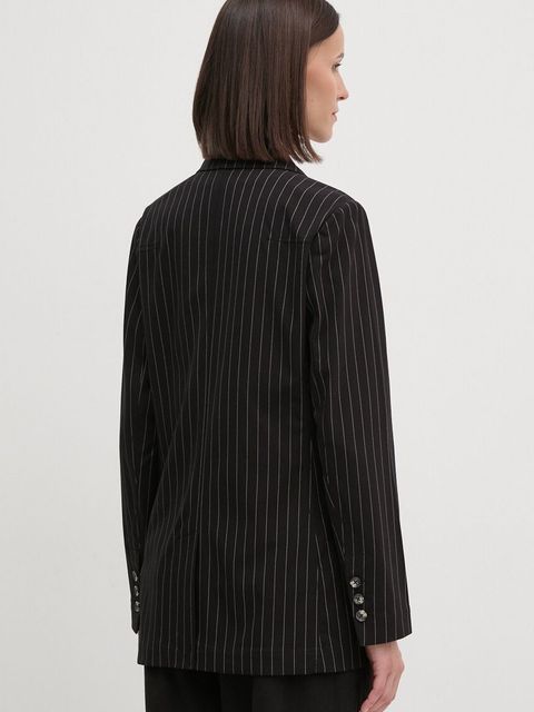 Dkny marynarka kolor czarny dwurzędowa wzorzysta D2G4A213