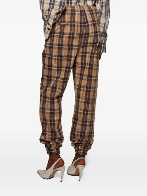 The Attico Plaid Drawstring Long Pant - Brown