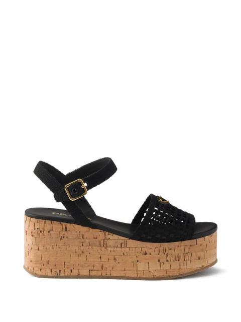 Prada crochet logo-engraved platform sandals - Black - zdjęcie produktu nr 1