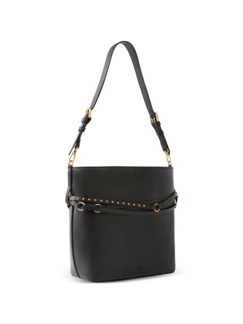 PINKO medium studded leather bucket bag - Black - zdjęcie produktu nr 2