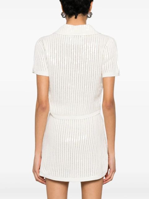 Self-Portrait sequined crochet cardigan - White