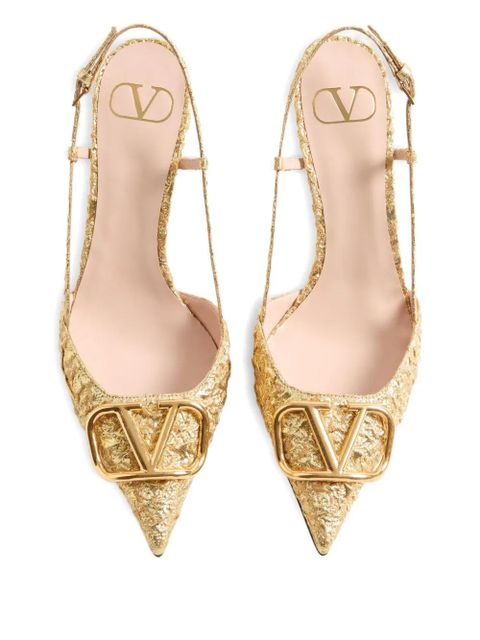 Valentino Garavani VLogo Signature slingback pumps - Gold