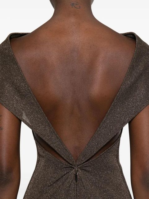 Max Mara lurex-detail dress - Brown