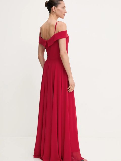 Answear.LAB sukienka kolor czerwony maxi rozkloszowana