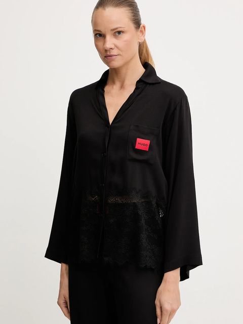 HUGO koszula piżamowa damska kolor czarny koronkowa 50549982 - zdjęcie produktu nr 1