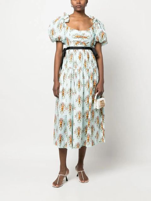 Agua By Agua Bendita floral-print midi dress - Blue