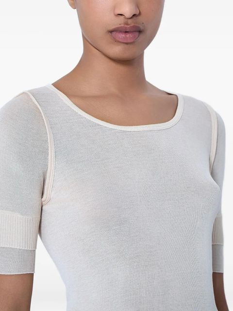 LEMAIRE semi-sheer ribbed-knit T-shirt - Neutrals