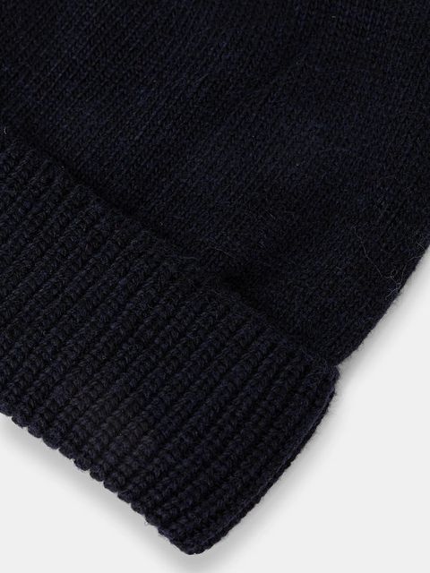 Sisley czapka z dodatkiem wełny kolor granatowy z cienkiej dzianiny 122HM0502