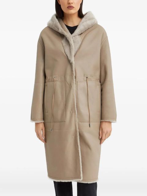 Yves Salomon hooded single-breasted coat - Neutrals