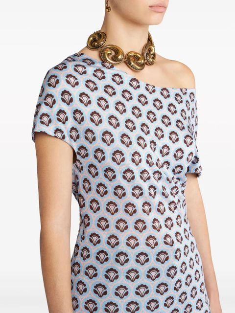 ETRO abstract-print asymmetric top - Blue