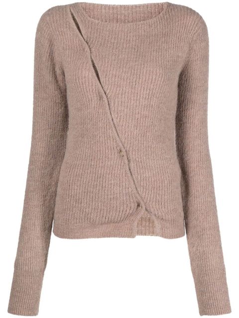 Jacquemus La Maille Pau asymmetric cardigan - Brown - zdjęcie produktu nr 1