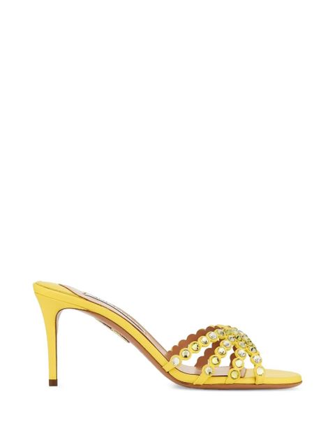 Aquazzura Tequila crystal-embellished scallop sandals - Yellow - zdjęcie produktu nr 1