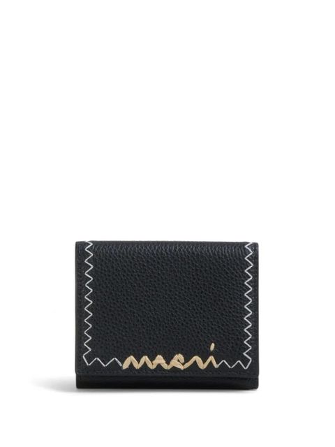 Marni logo-embroidered leather wallet - Black - zdjęcie produktu nr 1