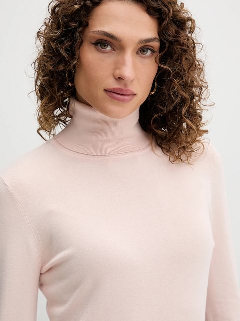 Fracomina sweter damski kolor beżowy lekki z golfem FR25WT7001K42101