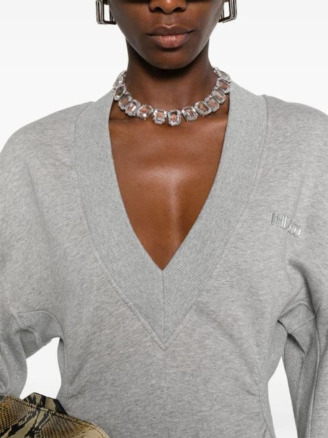 The Attico V-neck long-sleeves mini dress - Grey