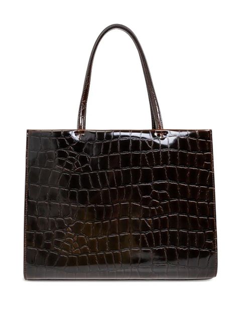 Tory Burch croc-embossed logo-detail tote bag - Brown