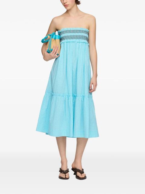 GANNI checked smocked midi skirt - Blue - zdjęcie produktu nr 2