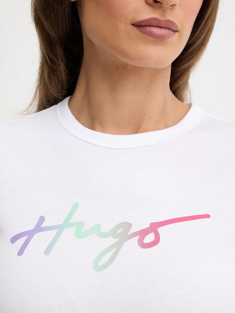 HUGO t-shirt bawełniany damski kolor biały 50533059