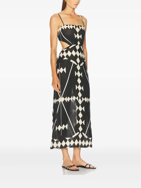 Johanna Ortiz geometric-print midi dress - Black