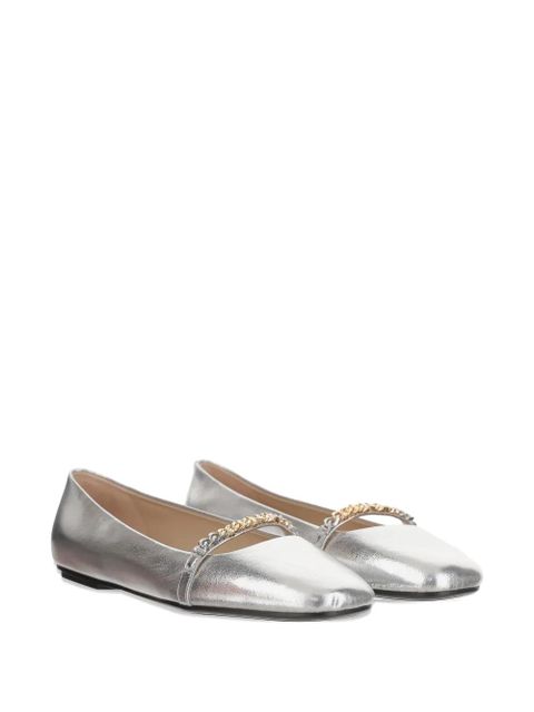 PINKO chain-embellished ballet flats - Grey - zdjęcie produktu nr 2